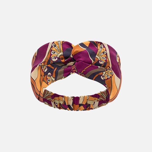 CAMILLA “Desert Delirium” maroon silk Egyptian theme boho twist headband